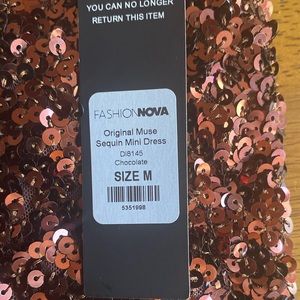 Chocolate, M size, sequin shirt above the knee, some stretch